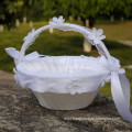 Wholesale lace decoration handmade bridal party flower girl basket for wedding